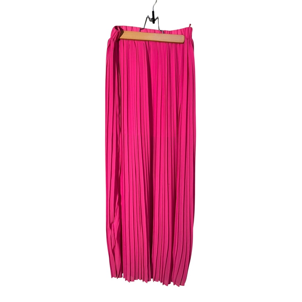 French Corner Soho Women's Size Medium Pleated Maxi Skirt Bright Pink Pull On